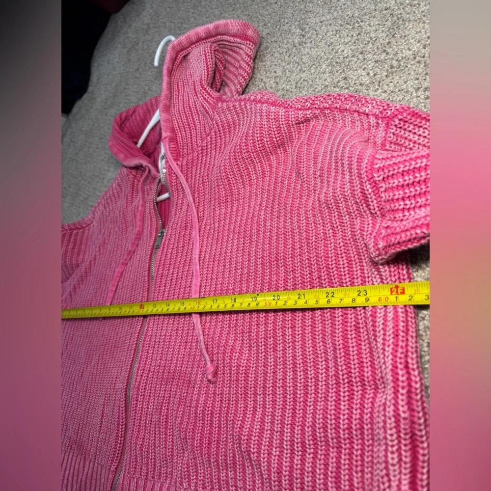 Aerie Pink Woven Full Zip Hooded Mineral Wash Small Boho Bohemian Hippie - Picture 7 of 8